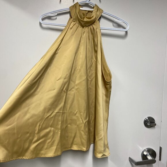 Gold Satin Halter Top - Picture 1 of 2